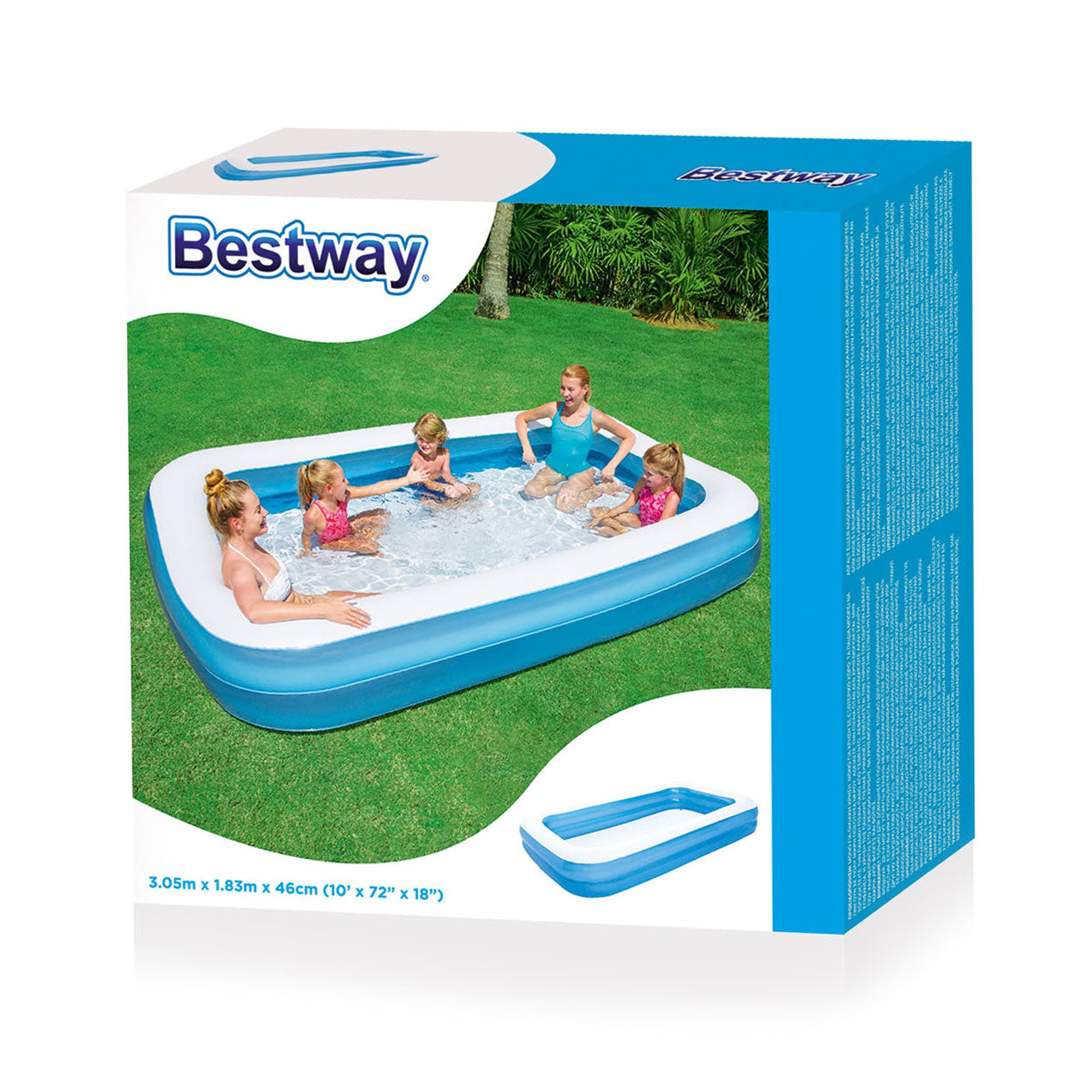 Bestway Family Schwimmbad 2 Kanten Rechteck 305 Blau