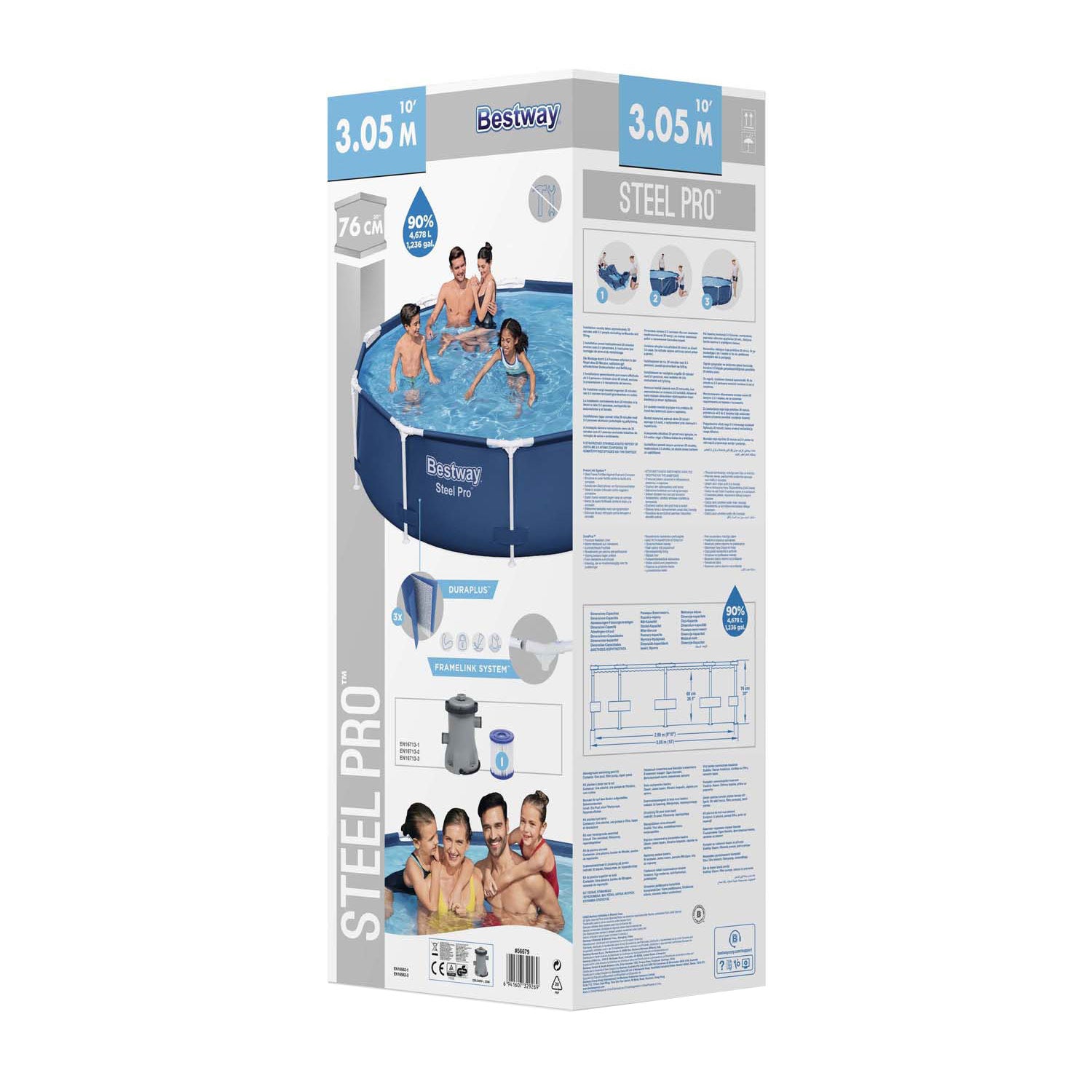BESTWAY SWIPING Pool Steel Pro Set rund, 305 cm
