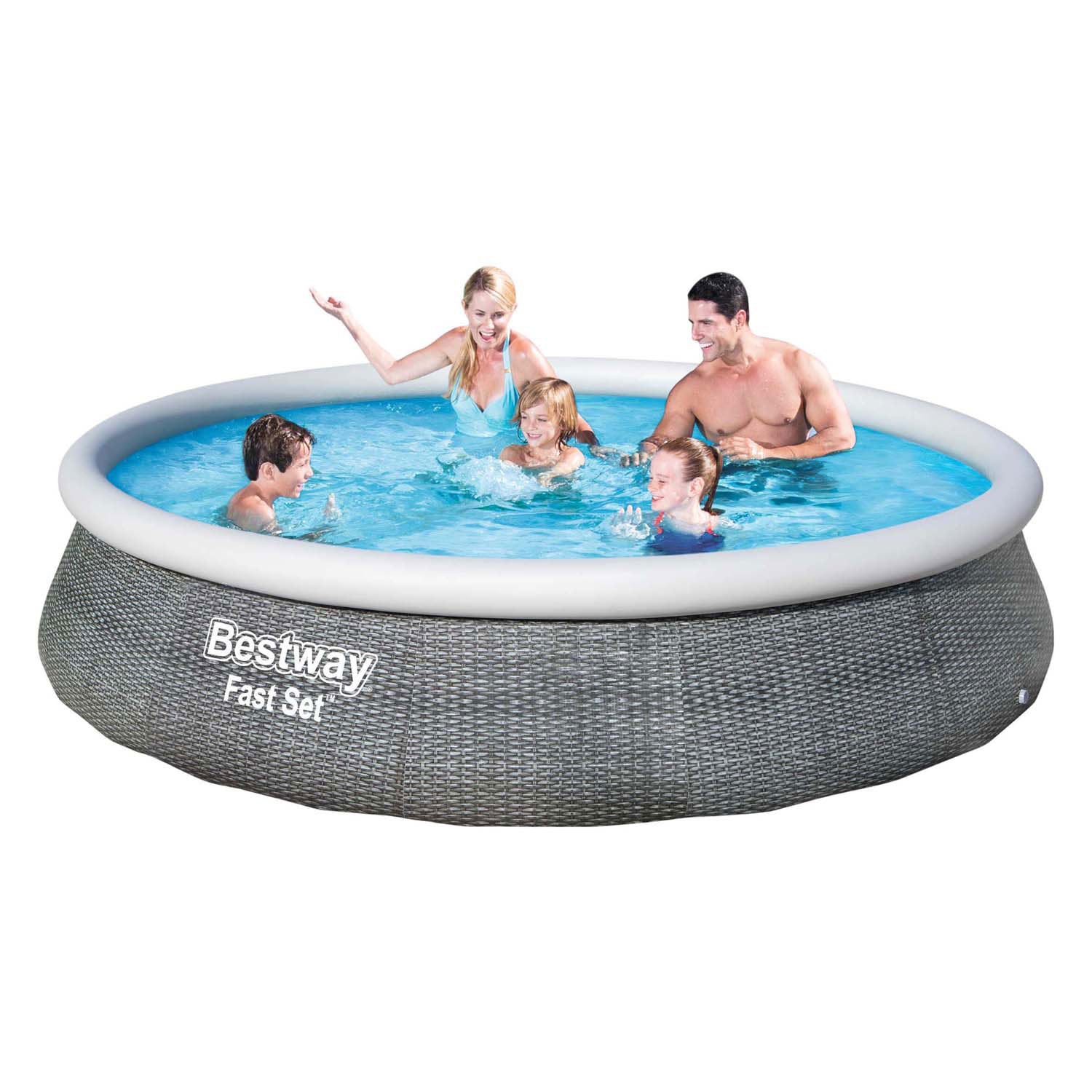 BESTWAY Fast Set Swimming Pool Set mit aufblasbarer Pumpe 396x84 cm