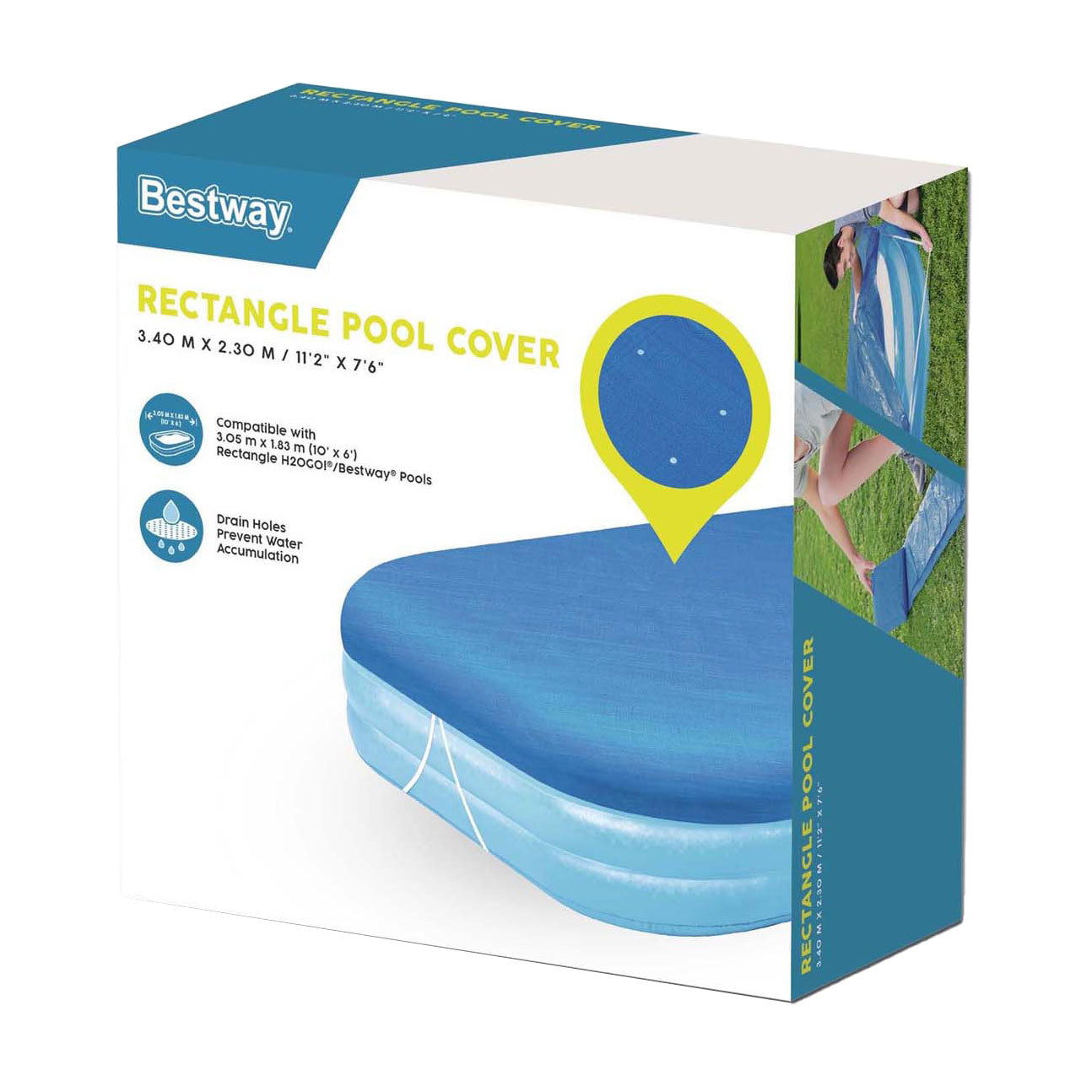 Bestway Family Pool Cover Segel Rechteck, 305 cm