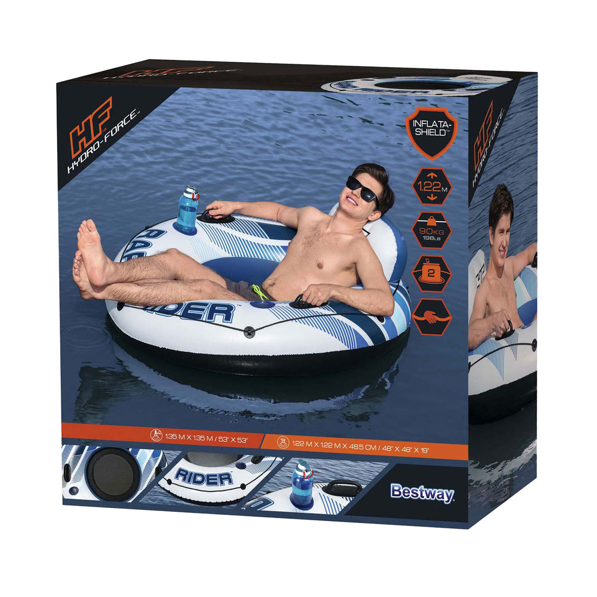 Bestway Hydro Force Rapid Rider Einzelrohrschwimmring, 122 cm