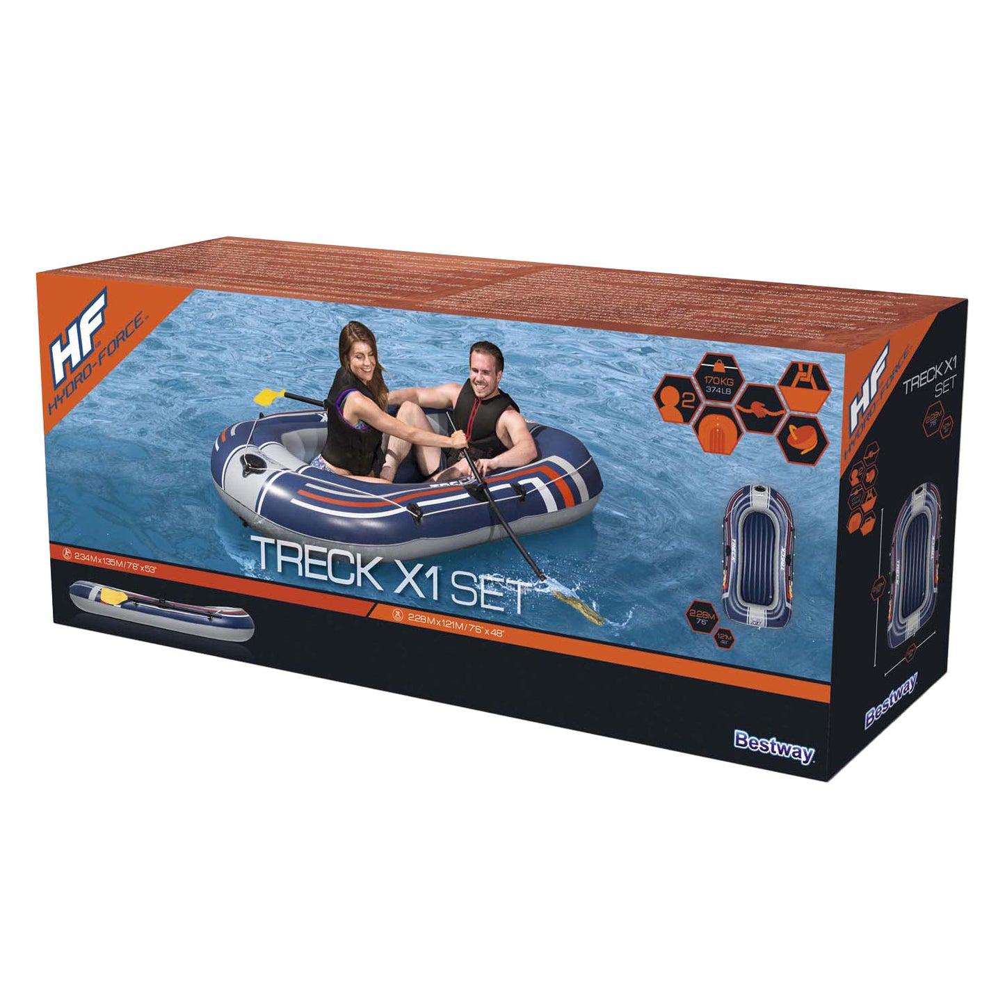 BESTWAY HYDRO-Force Blasable Boot mit Pumpe und Ruderpfannen blau