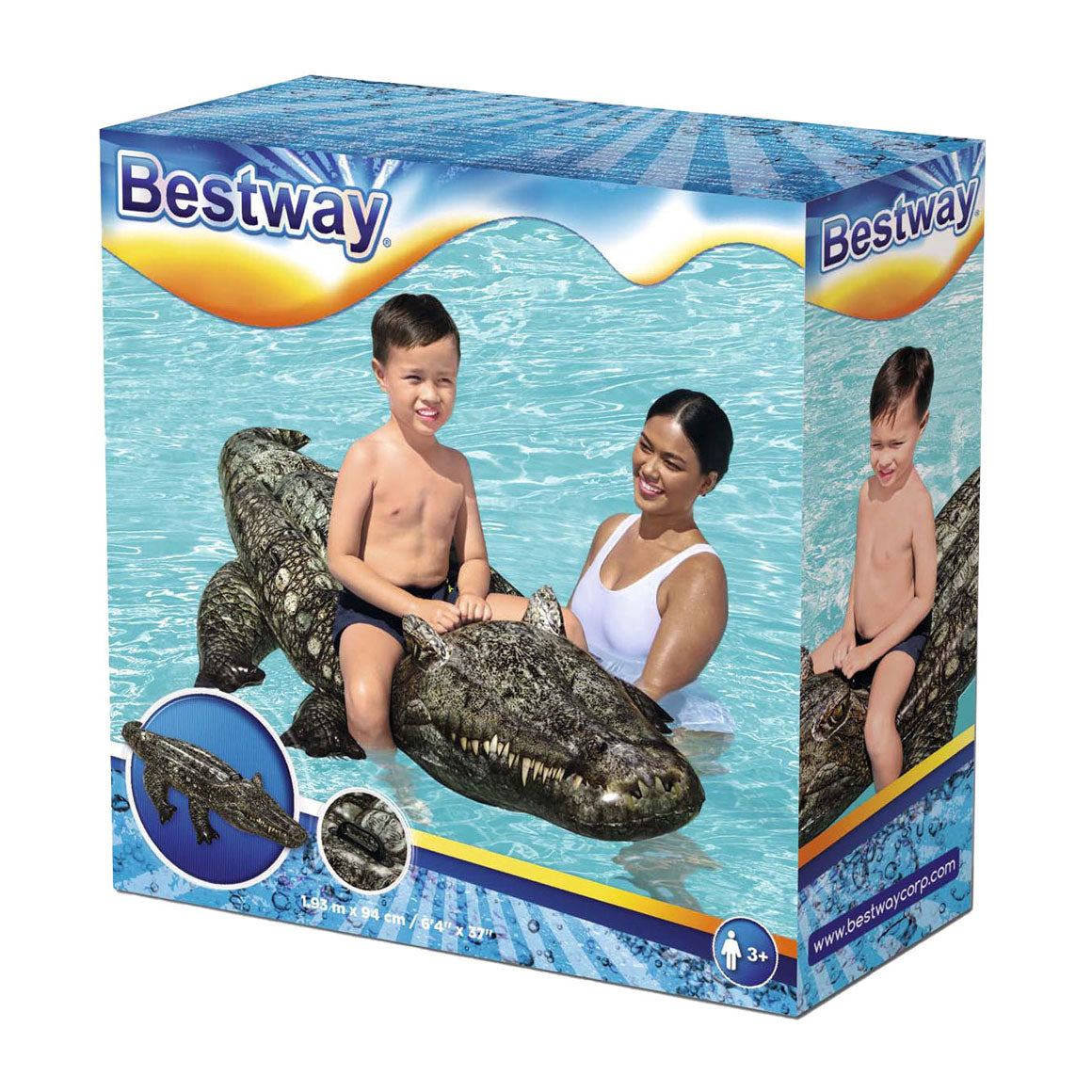 BESTWAY Rider Realistic Crocodile Blasable, 184 cm