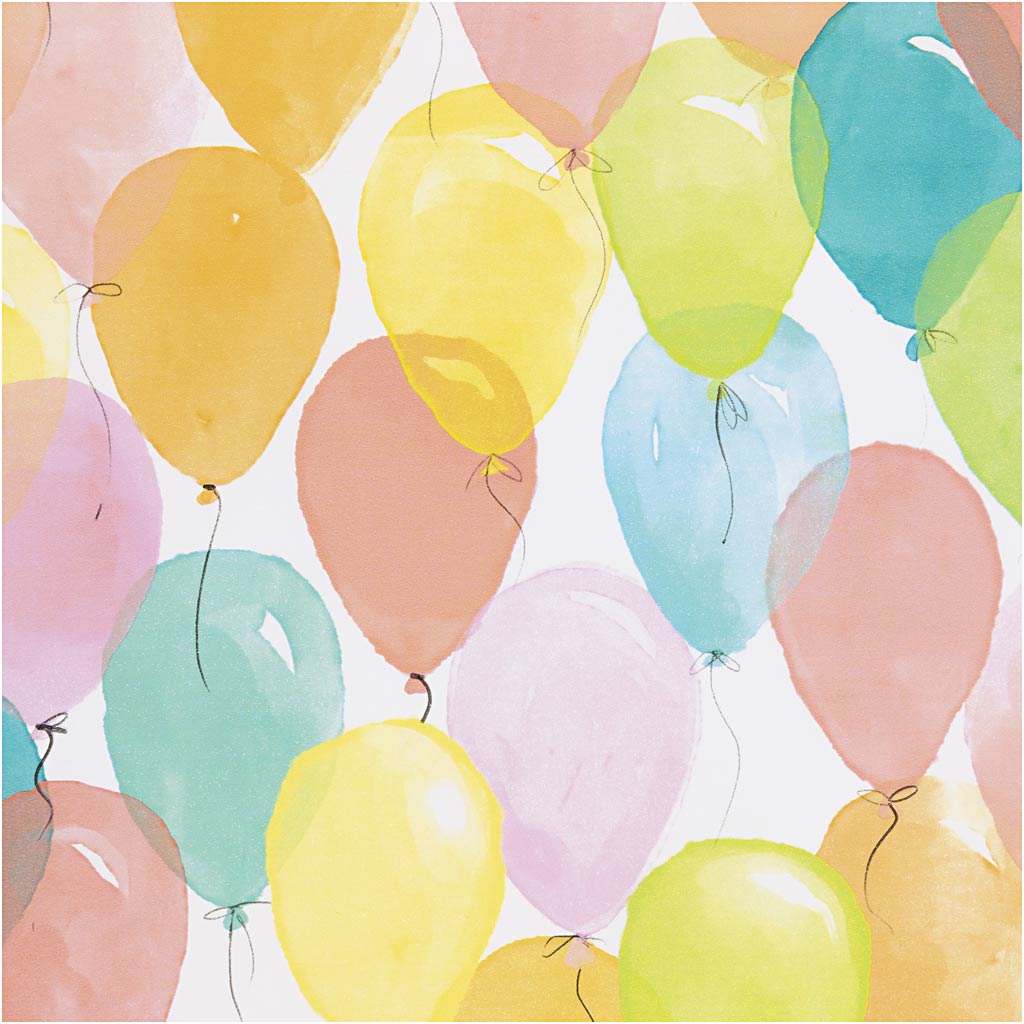 Creativ Company Geschenkpapier, Luftballons, B: 50 cm, 80 gr, Pastellfarben, 100 m 1 Rolle