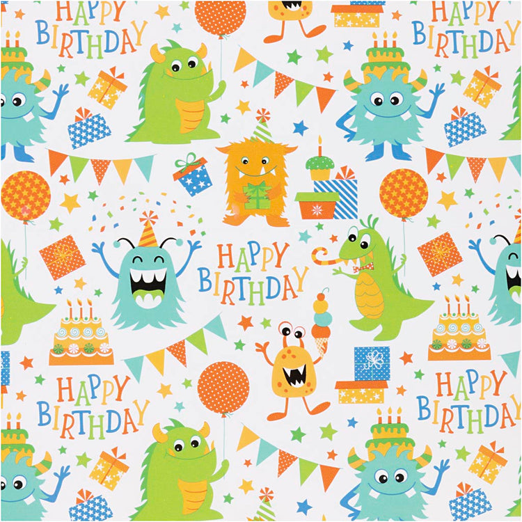 Creativ Company Geschenkpapier, Geburtstag, B: 50 cm, 80 g, fröhliche Farben, 5 m 1 Rolle