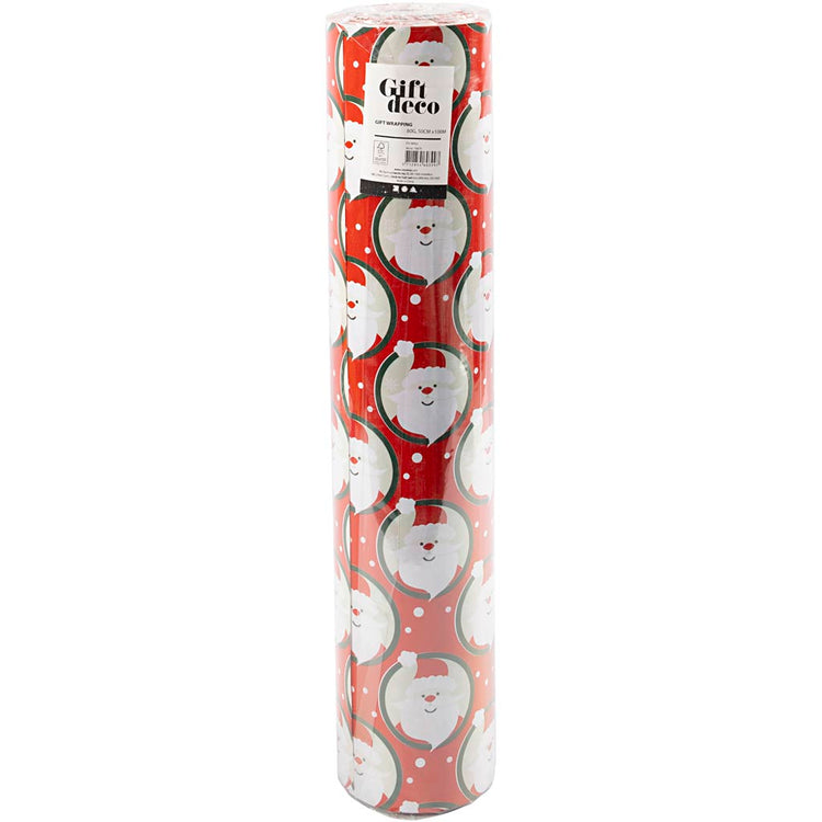 Creativ Company Geschenkpapier, Weihnachtsmann, B: 50 cm, 80 gr, rot, 100 m 1 Rolle