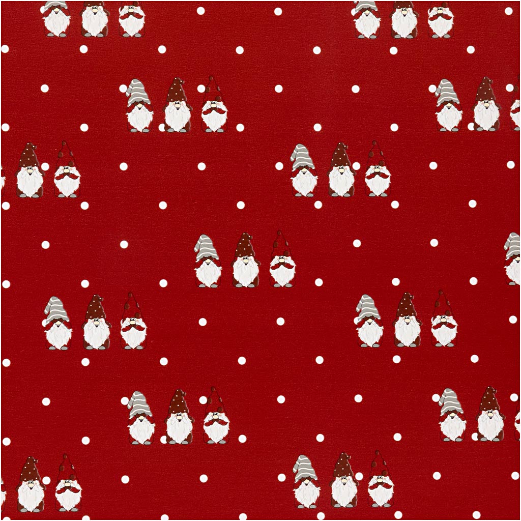 Creativ Company Geschenkpapier, skandinavischer Weihnachtszwerg, B: 50 cm, 80 gr, rot, 5 m 1 Rolle