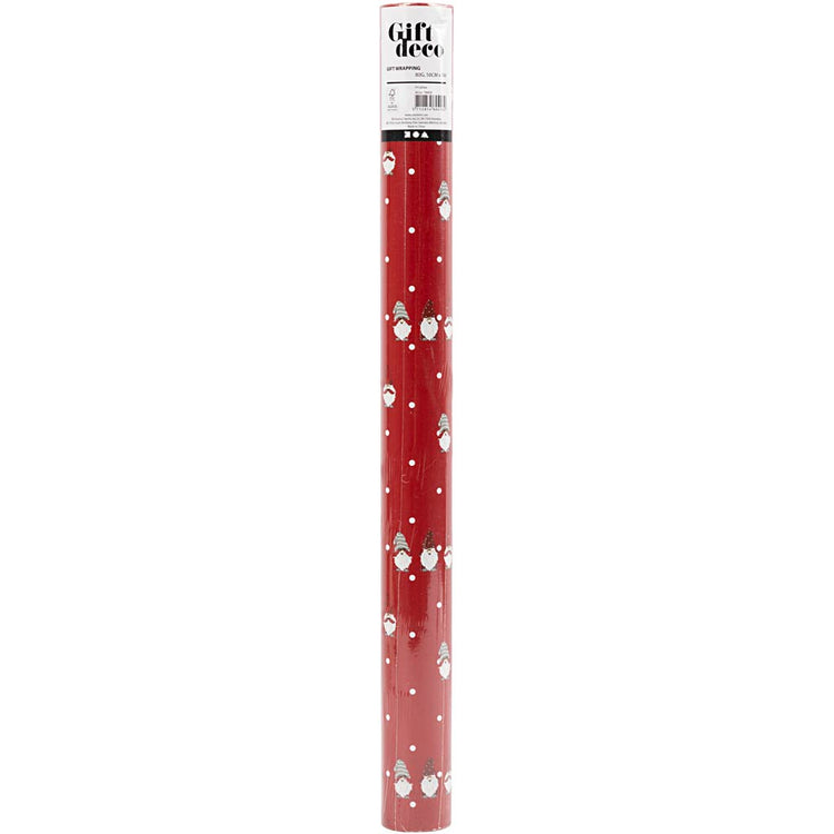 Creativ Company Geschenkpapier, skandinavischer Weihnachtszwerg, B: 50 cm, 80 gr, rot, 5 m 1 Rolle