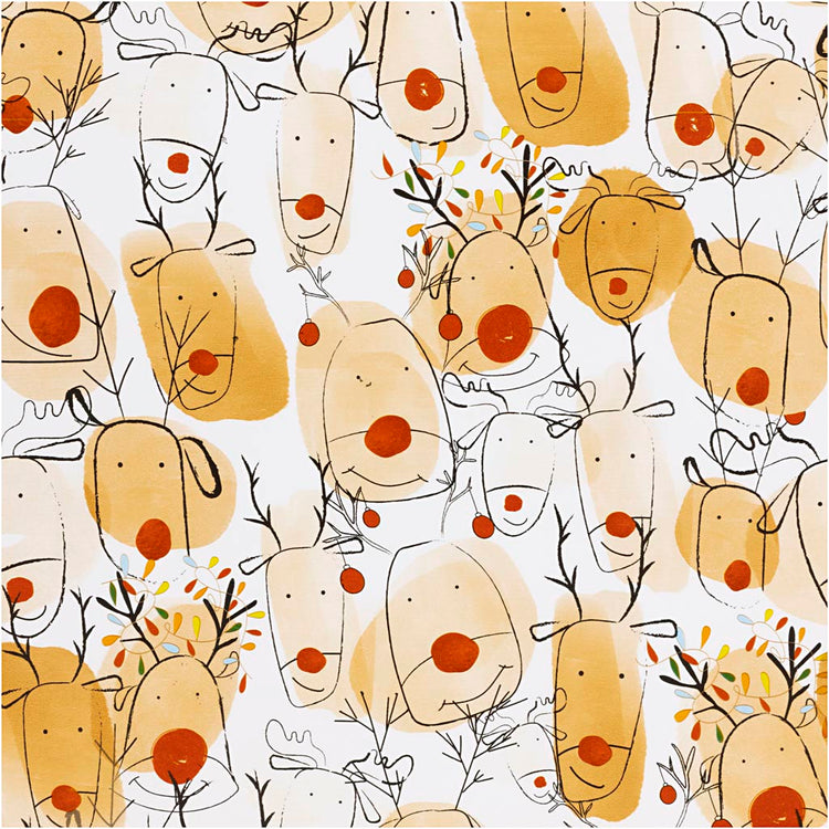 Creativ Company Geschenkpapier, Rentier, B: 50 cm, 80 gr, Beige, Rot, 100 m 1 Rolle