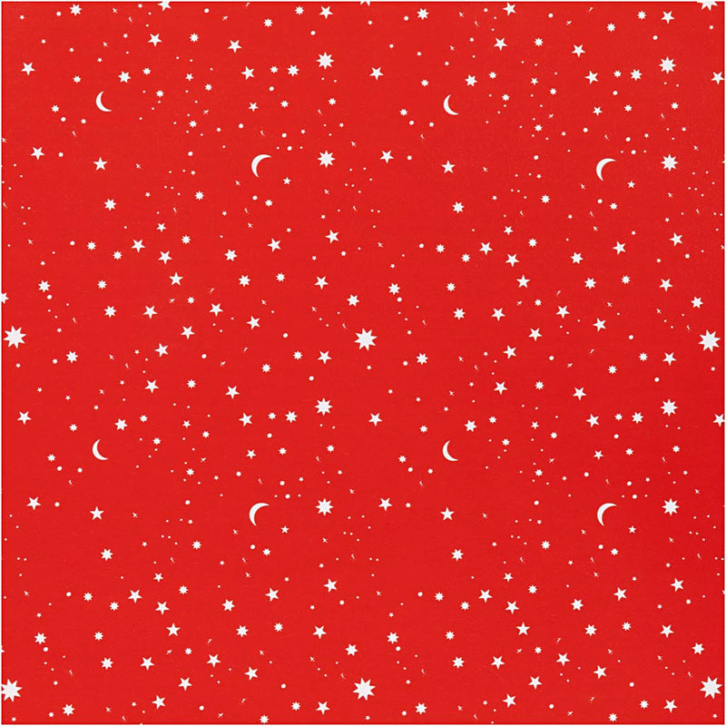 Creativ Company Geschenkpapier, Sterne und Monde, B: 50 cm, 80 gr, dunkelrot, 100 m 1 Rolle