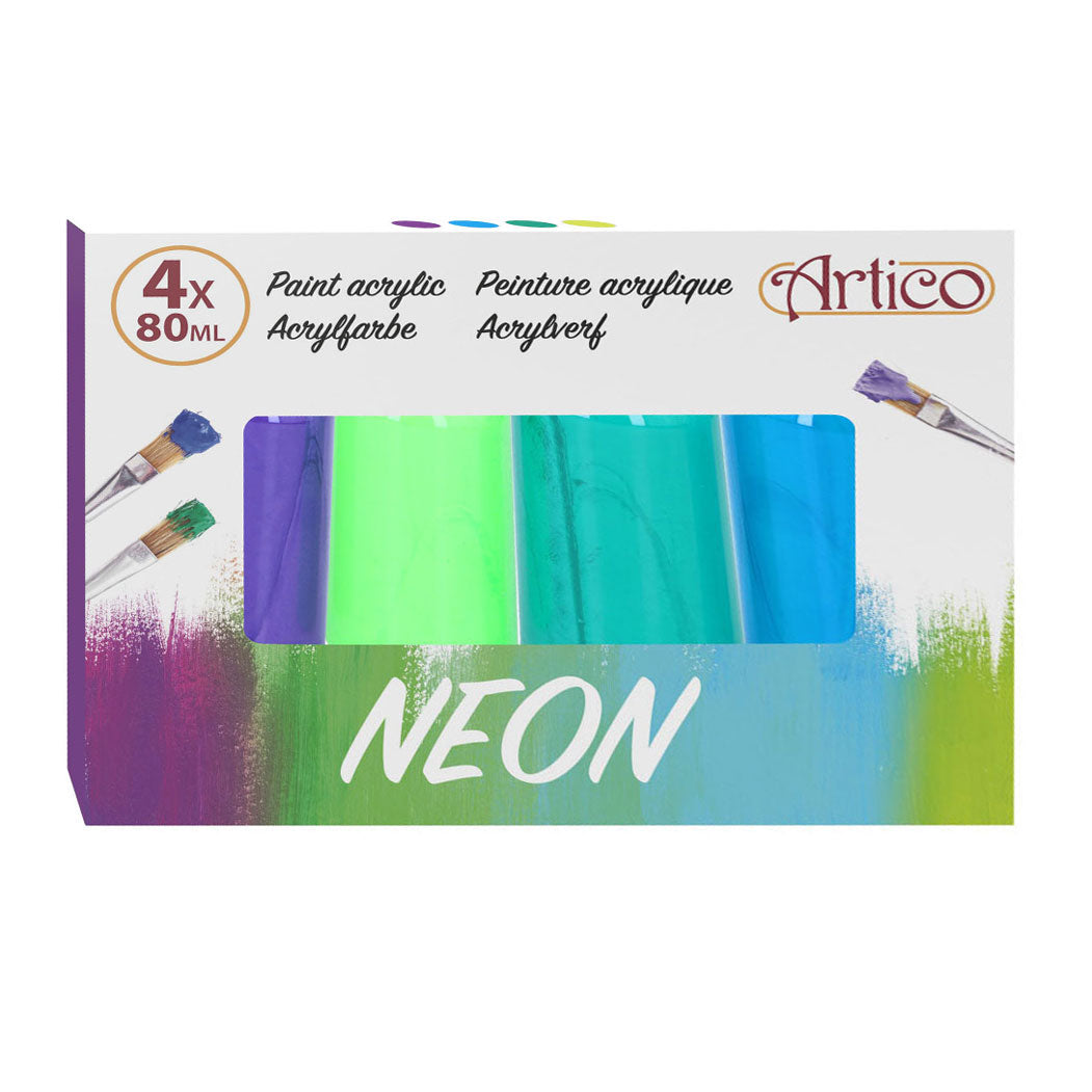 Acrylfarbe Neon, 4dlg.