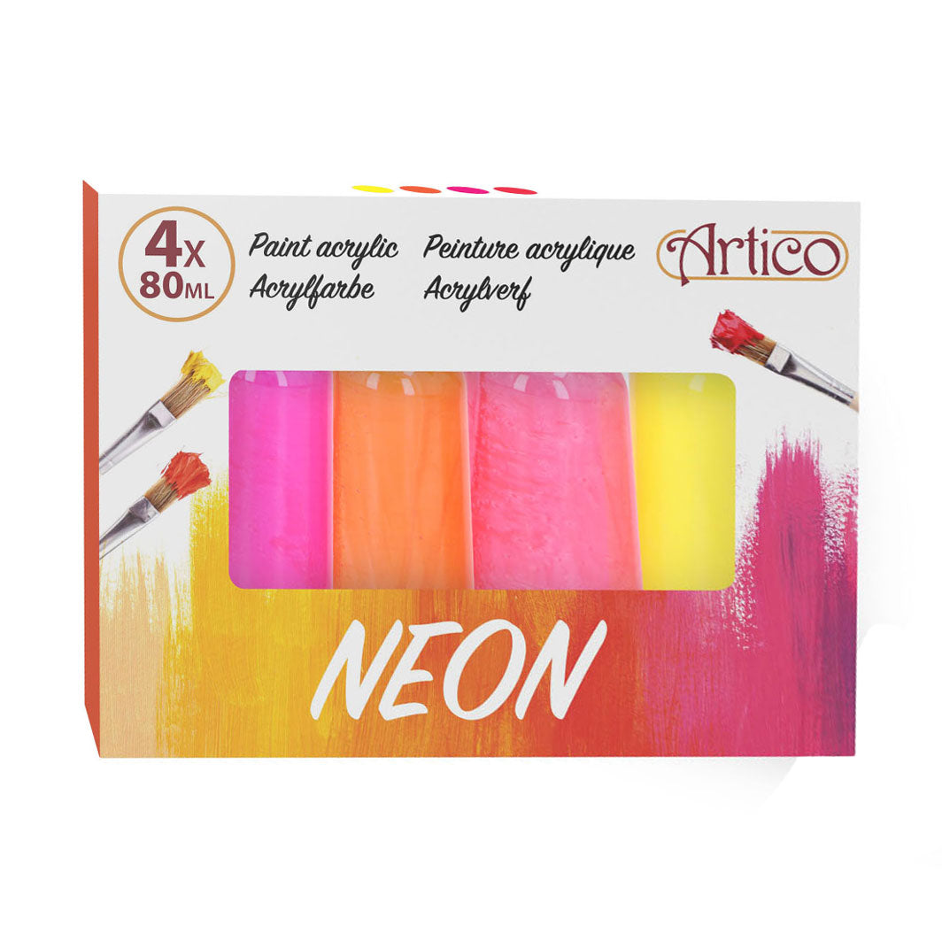 Acrylfarbe Neon, 4dlg.