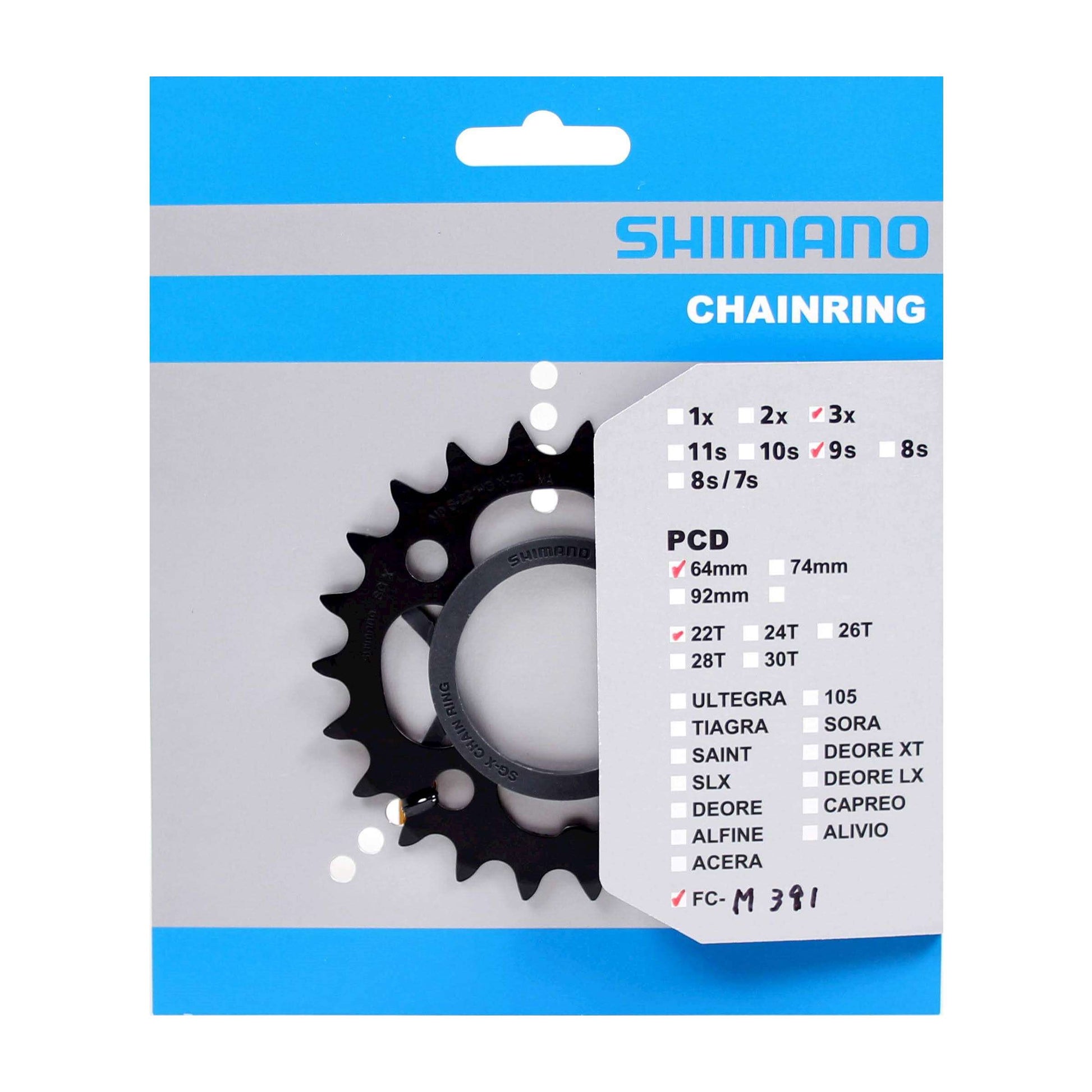 Shimano Kettenblatt 22t FC-M391 schwarz