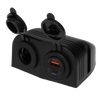 Stromleitung 12-Volt-Uni-Steckdose und USB-A + USB-C-Ladegerät – Aufputzmontage