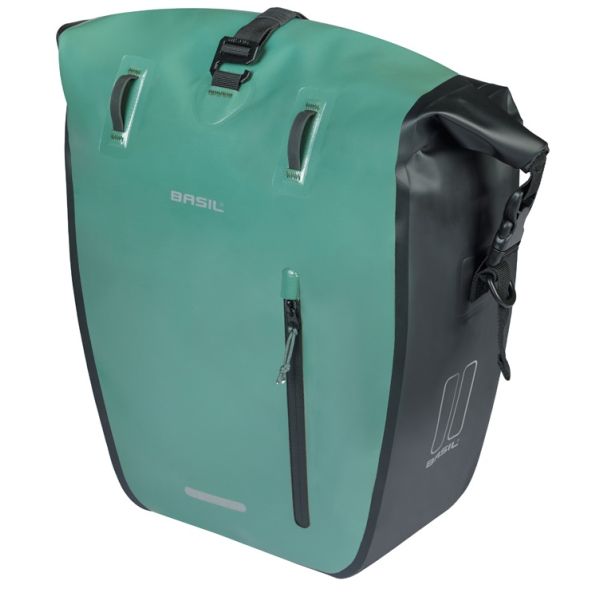 Basil einzelne Fahrradtasche Rivo L Tarppaulin Mik 25-31l 14 x 28 x 43 cm – grün schwarz