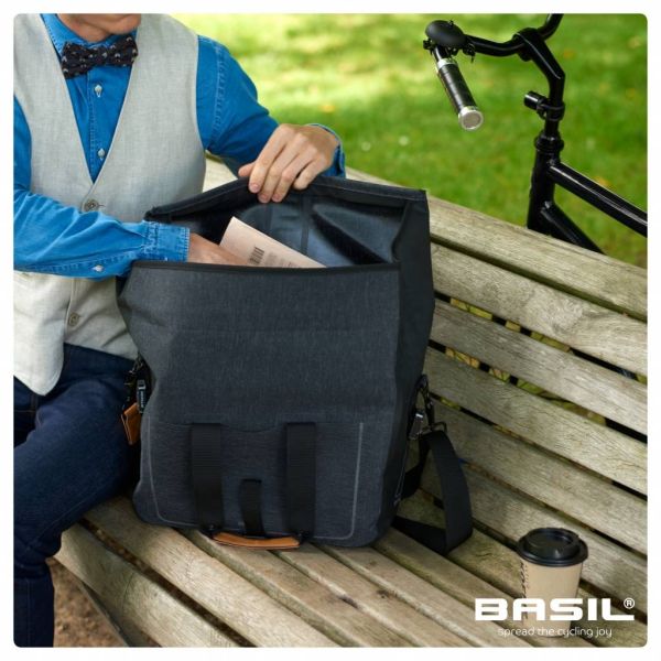 Basil Urban Dry Business Bag - wasserdichte Fahrrad-Umhängetasche, 20L Fassungsvermögen, anthrazitfarben