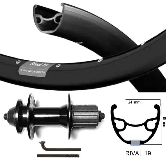 KGS Hinterrad 28 Zoll (622) Velg-Rivale 19 schwarze Kassette 8-10 V Disc