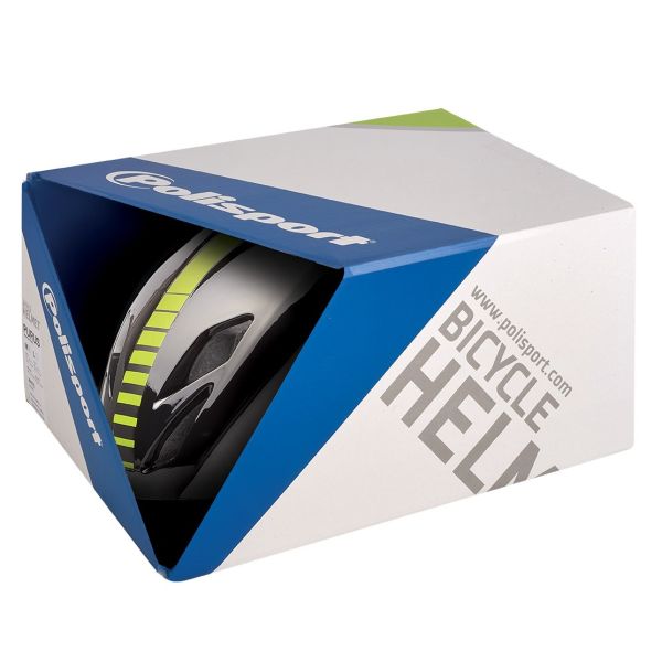 Polisport-Helm Aero Road Matt White Shine Schwarz gelb M 55-58 cm