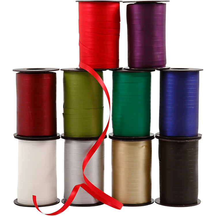 Creativ Company Geschenkband, B: 10 mm, verschiedene Farben, 10x250 m 1 Box