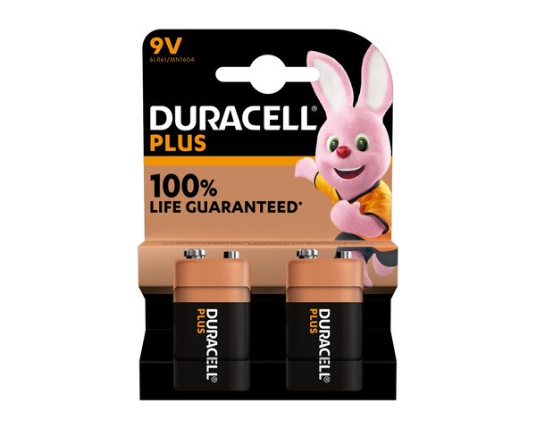 Duracell plus 100 % 9 V 2er-Pack 6LR61 (10 Stück)