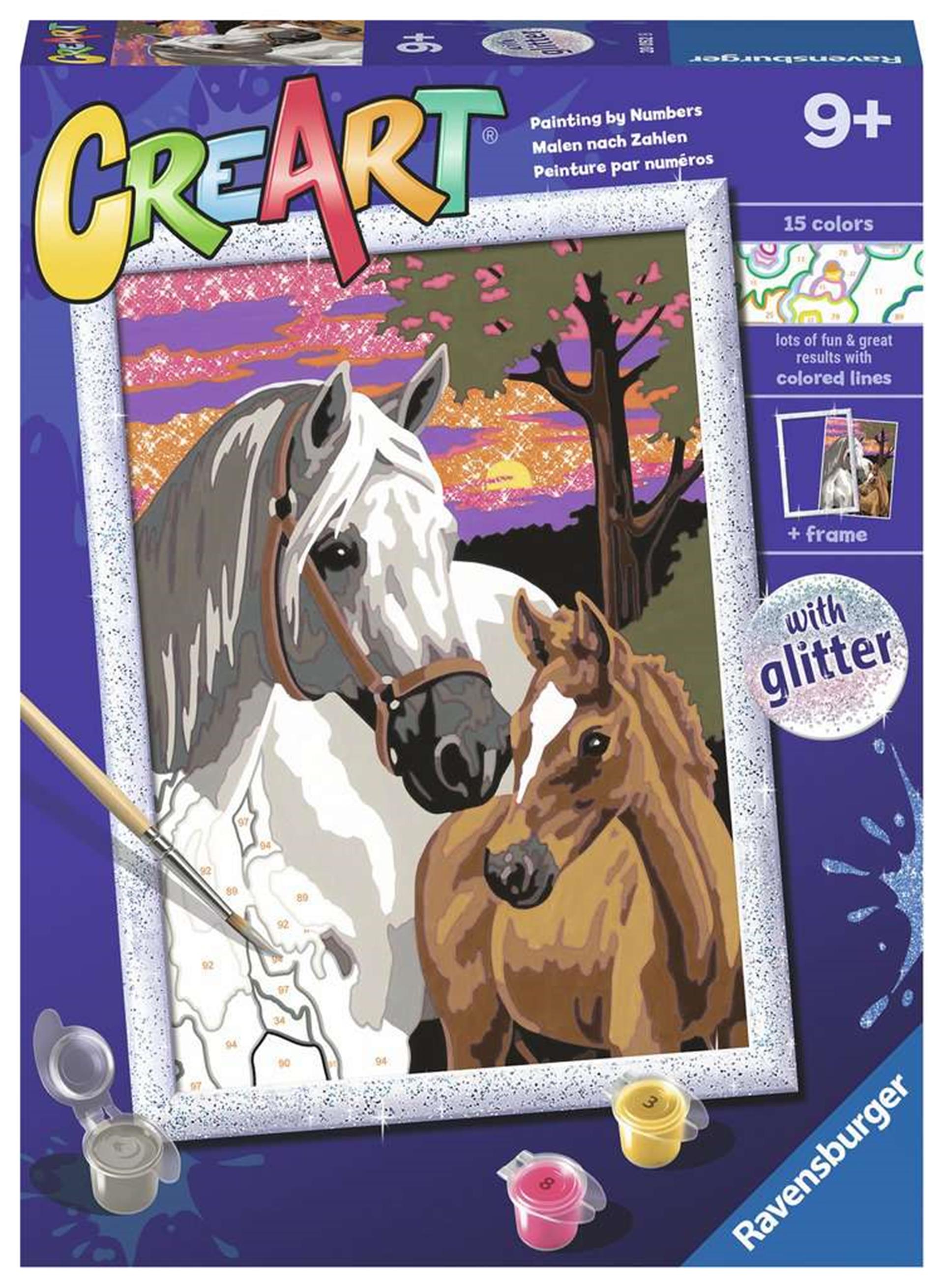 Ravensburger Kreart Gemälde bei Nummer Sunset Horses