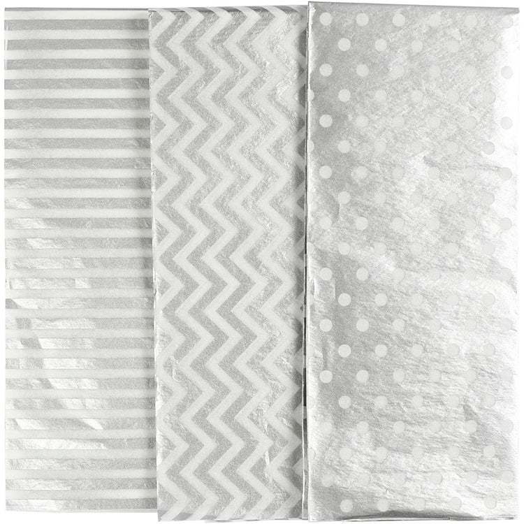 Creativ Company Seidenpapier, Blatt 50x70 cm, 17 gr, Silber, 6 Blatt 1 Box