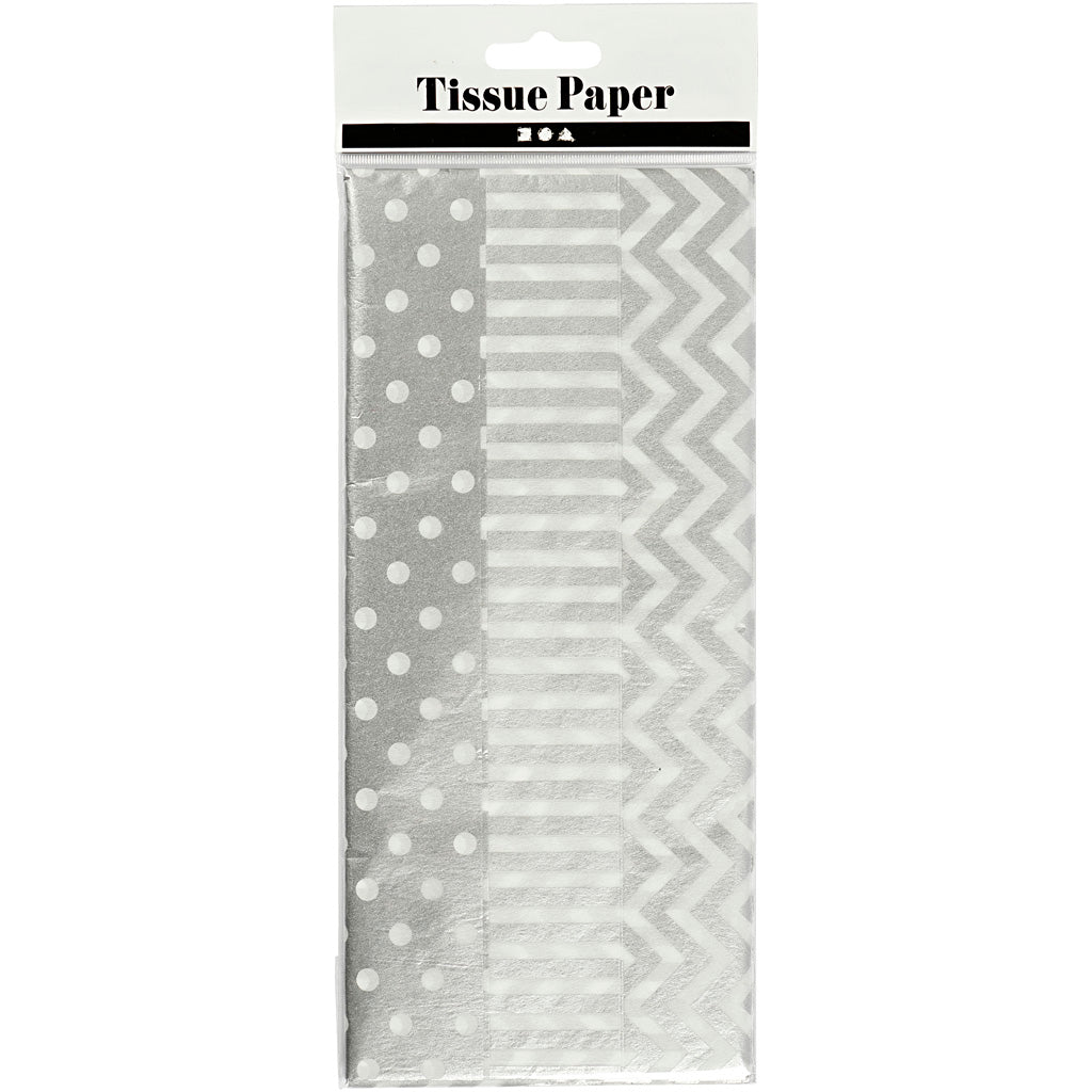 Creativ Company Seidenpapier, Blatt 50x70 cm, 17 gr, Silber, 6 Blatt 1 Box