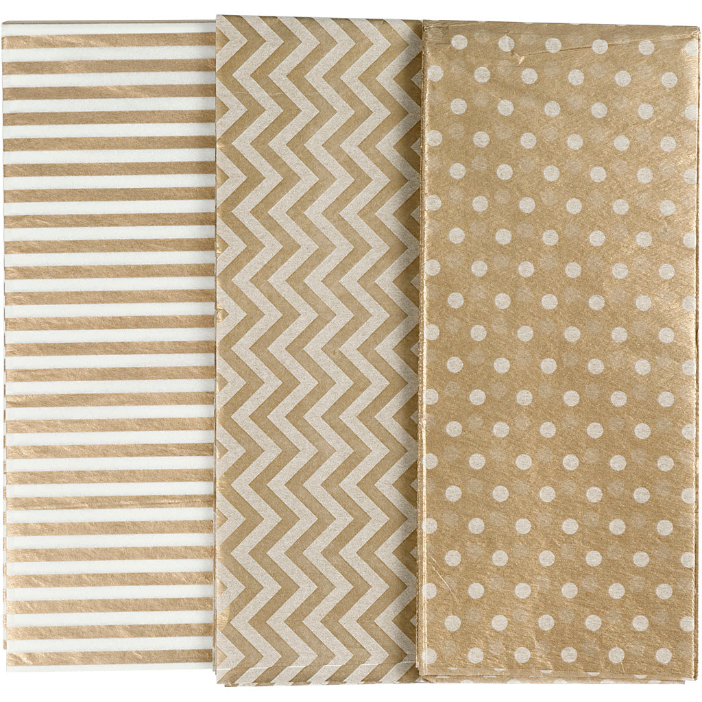 Creativ Company Seidenpapier, Blatt 50x70 cm, 17 gr, Gold, 6 Blatt 1 Box