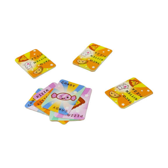 Geronimo-Spiele, blau-orangefarbenes Kartenspiel, Taco-Kätzchen-Pizza