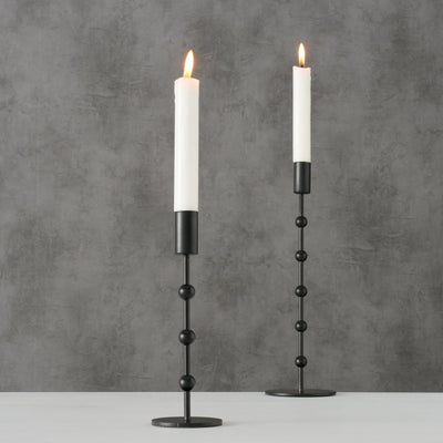 Boltze Home Kerzenständer Metall schwarz 2 Stk. h20-30cm