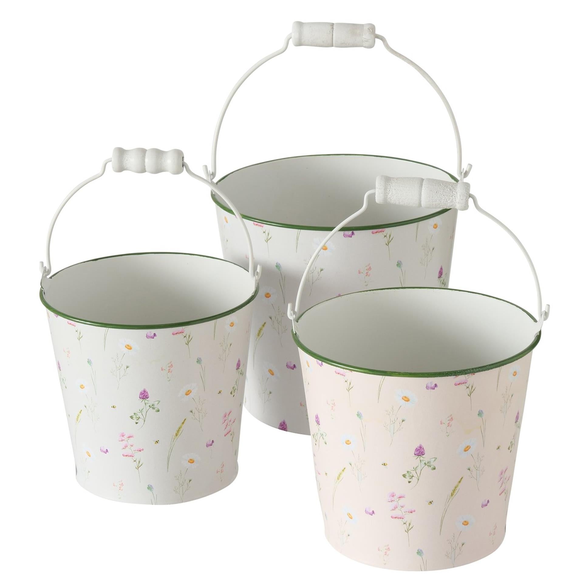 Boltze Home Eimer Daysa 3-teiliges Set H12 13 14cm weiß