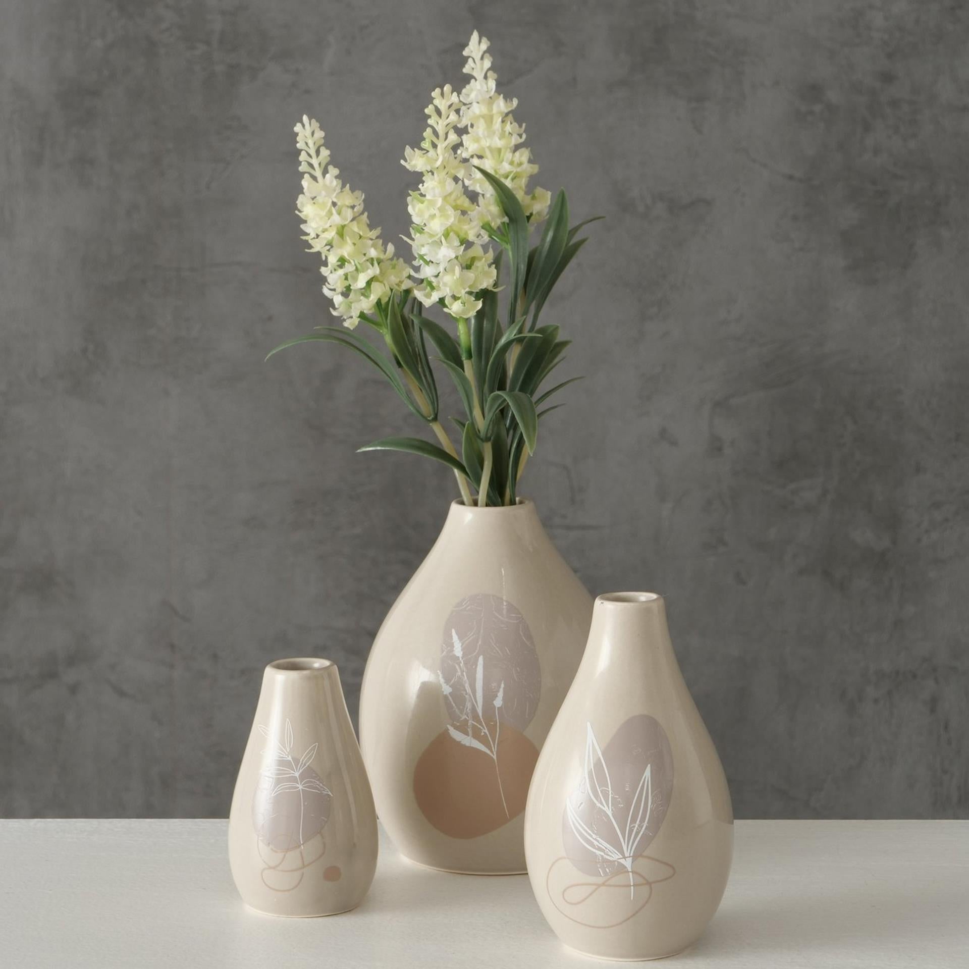 Boltze Home Vase Stona Steingut Set a 3 H8 11 12cm