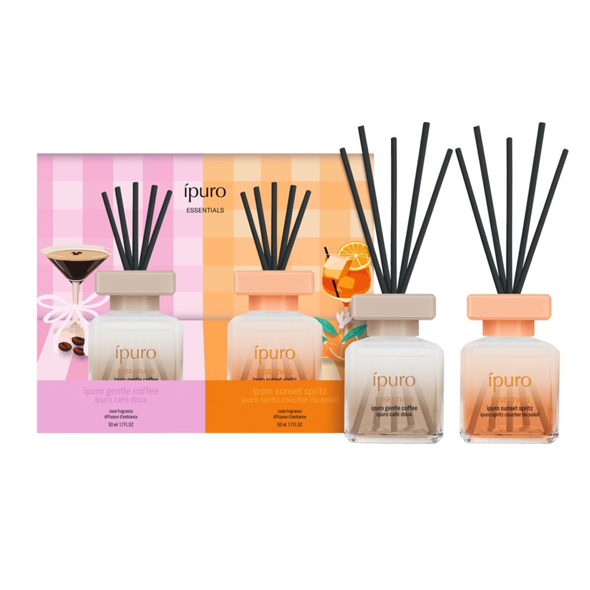 Ipuro Duftdiffusor-Set, sanfter Kaffee-Sonnenuntergang-Spritz, 2 x 50 ml