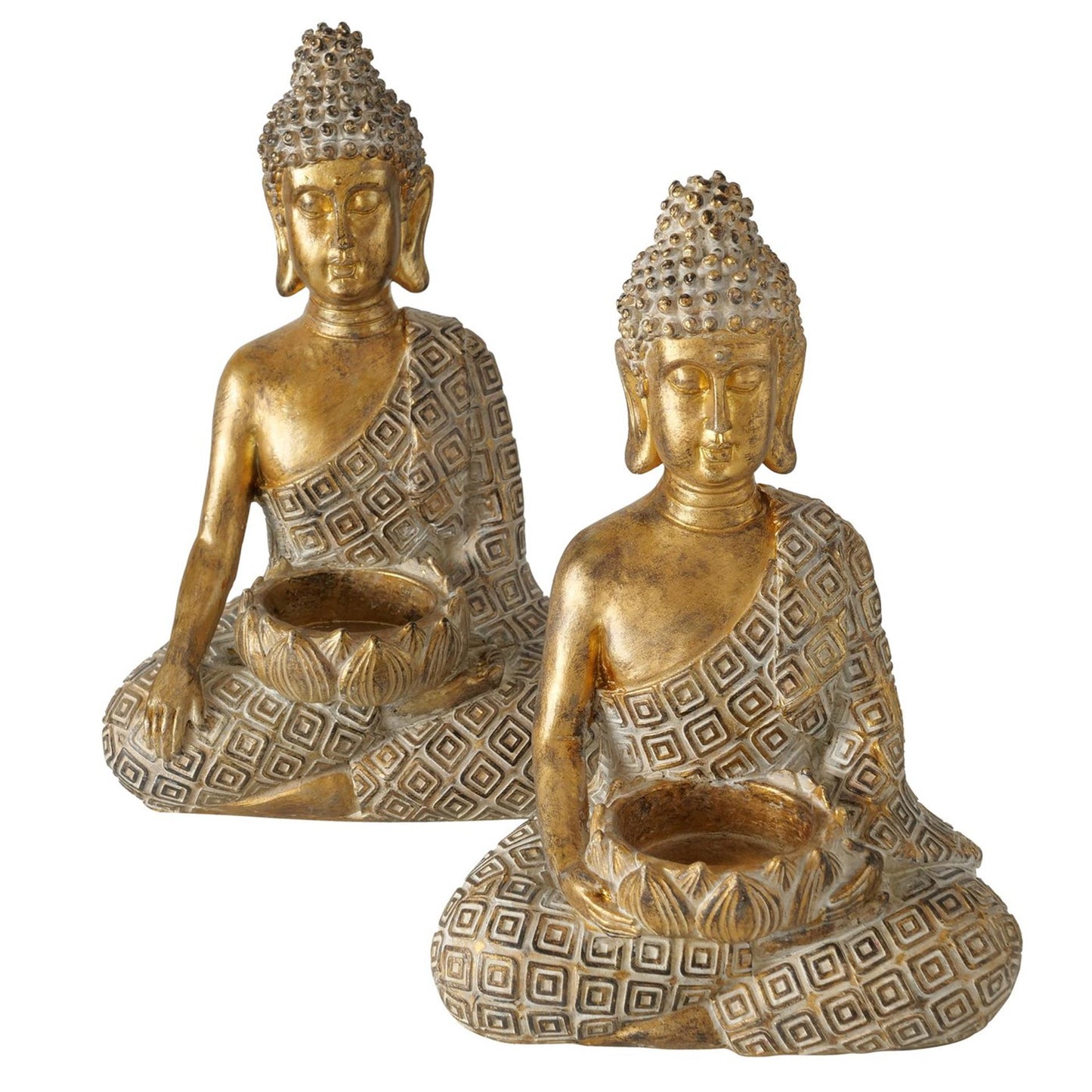 Boltze Home Teelichthalter Buddha 14x10xh21cm gold