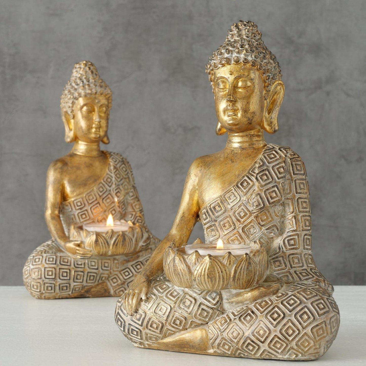 Boltze Home Teelichthalter Buddha 14x10xh21cm gold
