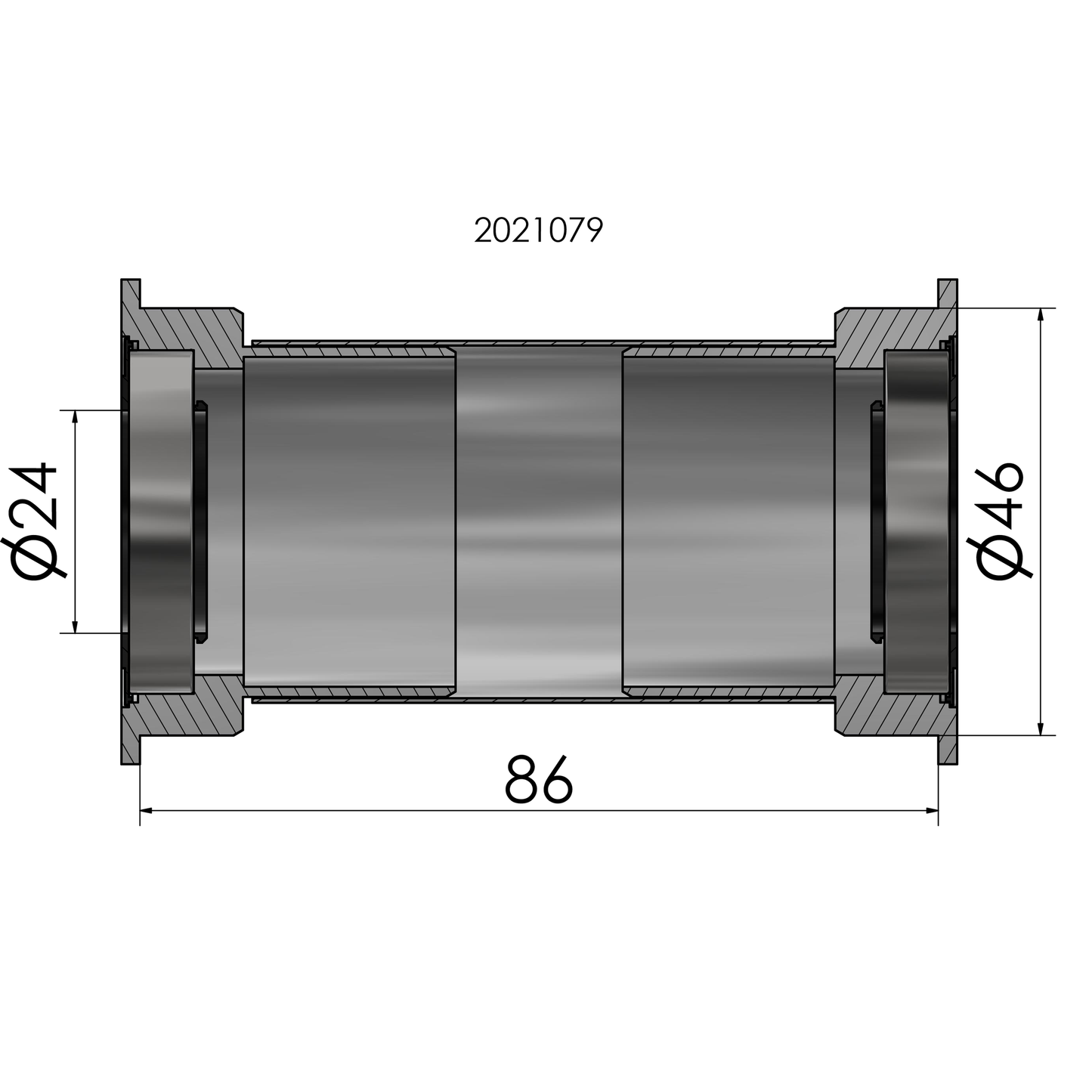 ELVEDES BOTS BRACKET -ADAPTER PRESSE FIT B386 SHIMANO 24 mm