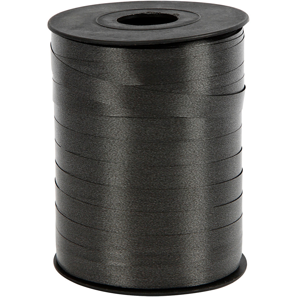 Creativ Company Geschenkband, B: 10 mm, glänzend, schwarz, 250 m 1 Rolle