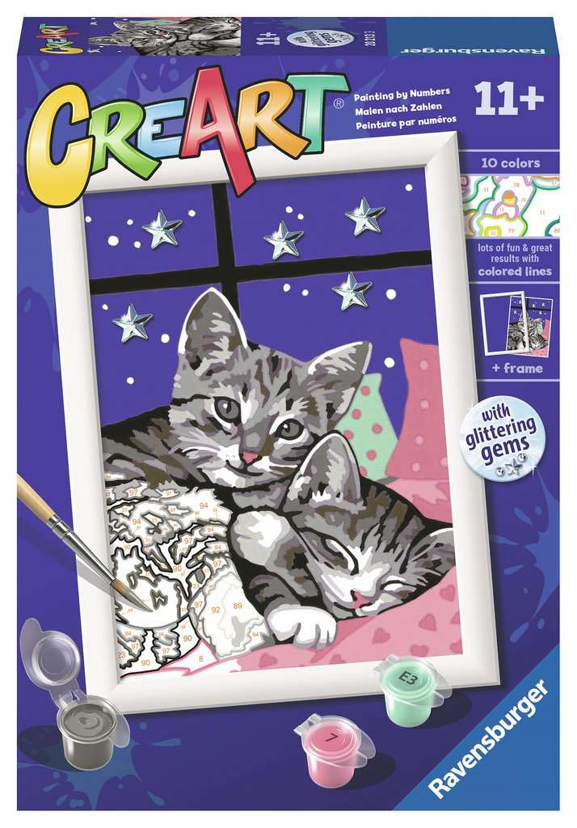 Ravensburger Kreart Painting von Number Sleepy Kätzchen