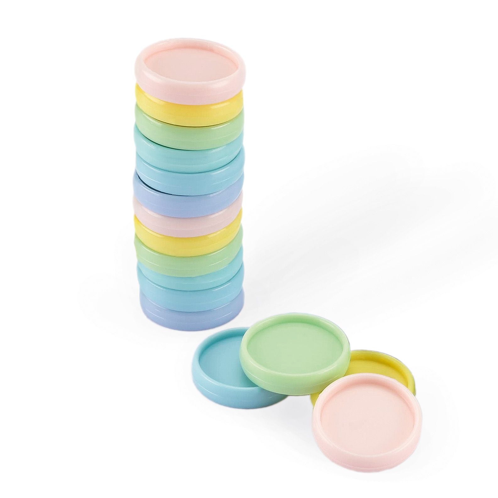 Vaessen Creative •Binde einfache Bindescheiben, 24 mm, Regenbogen-Pastelle, 24 Stück.