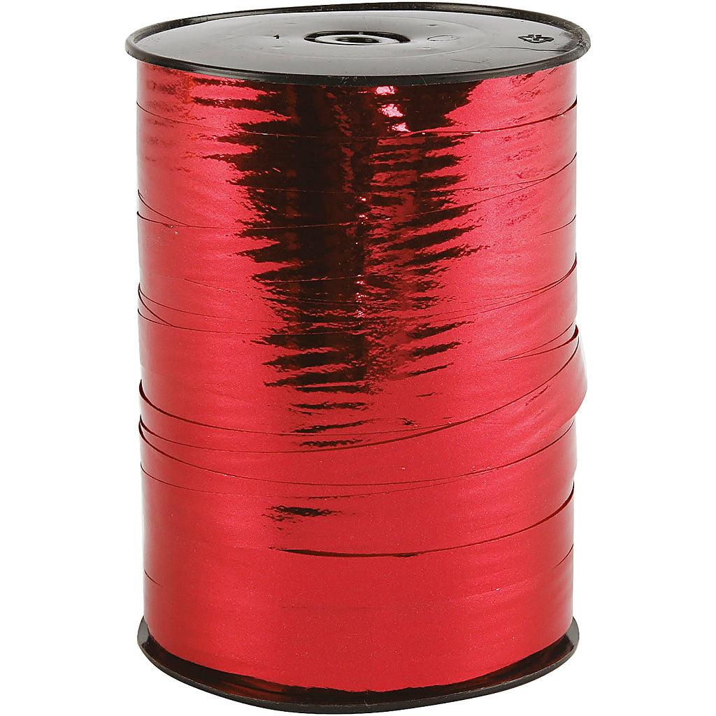 Geschenkband, B: 10 mm, glänzend, rot metallic, 250 m 1 Rolle