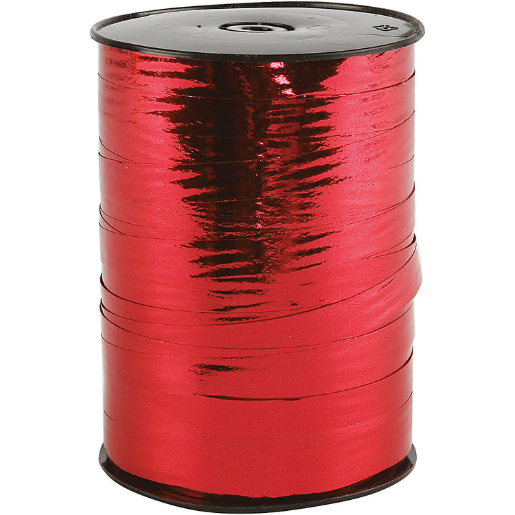 Geschenkband, B: 10 mm, glänzend, rot metallic, 250 m 1 Rolle
