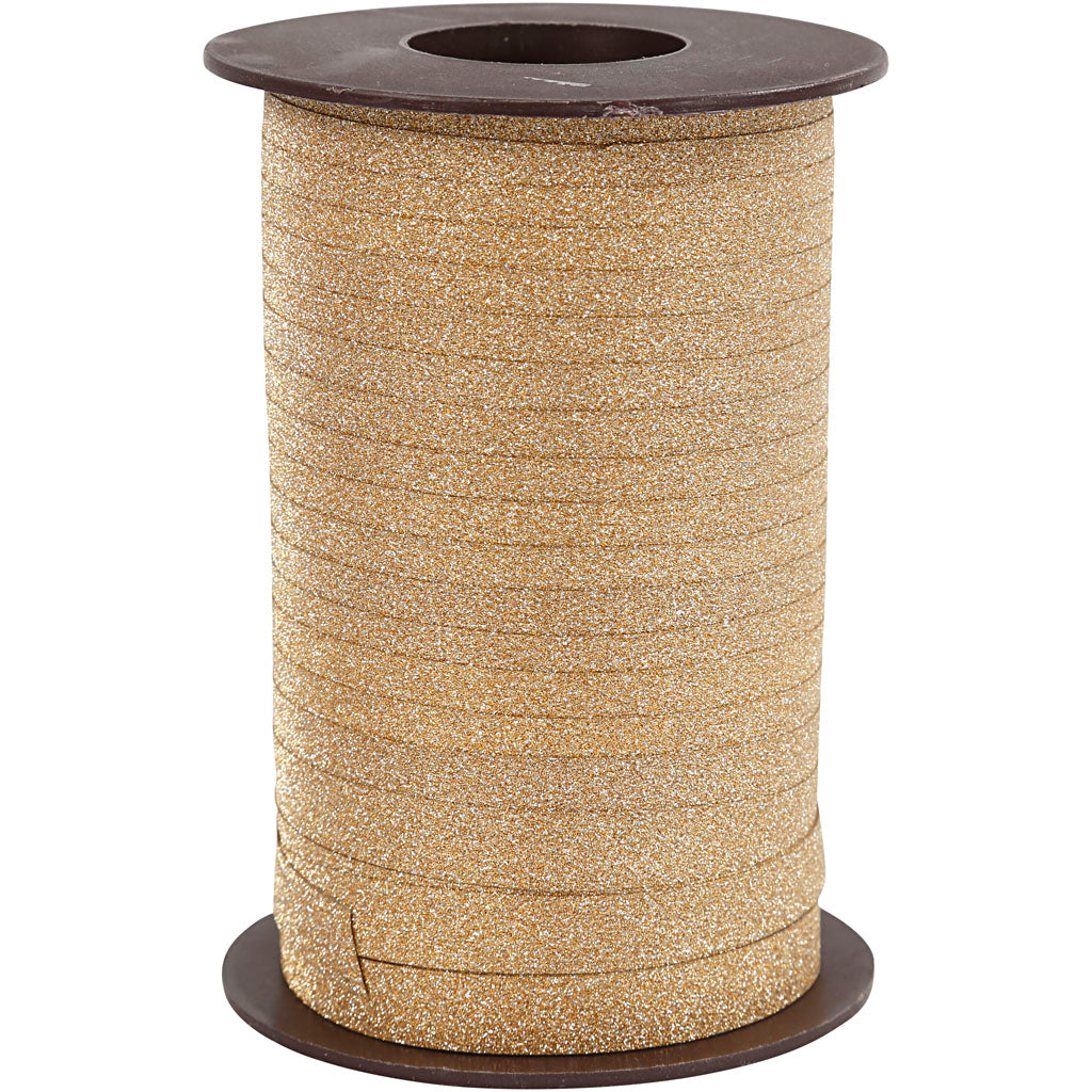 Creativ Company Geschenkband, B: 10 mm, Glitzer, Gold, 100 m 1 Rolle