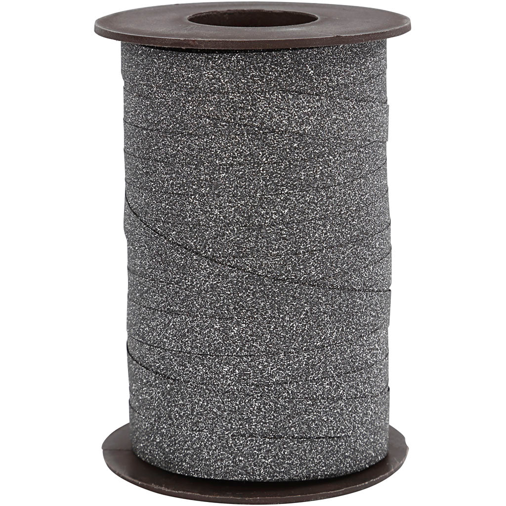 Creativ Company Geschenkband, B: 10 mm, Glitzer, Schwarz, 100 m 1 Rolle