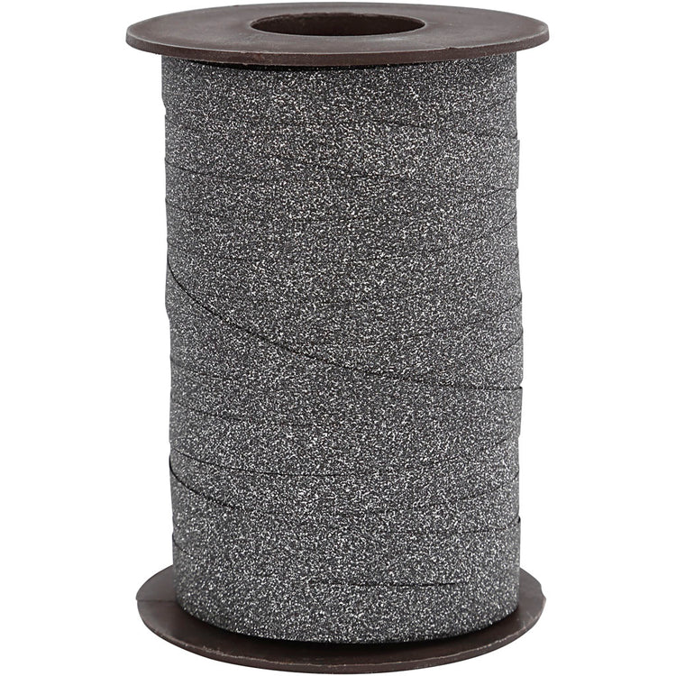 Creativ Company Geschenkband, B: 10 mm, Glitzer, Schwarz, 100 m 1 Rolle