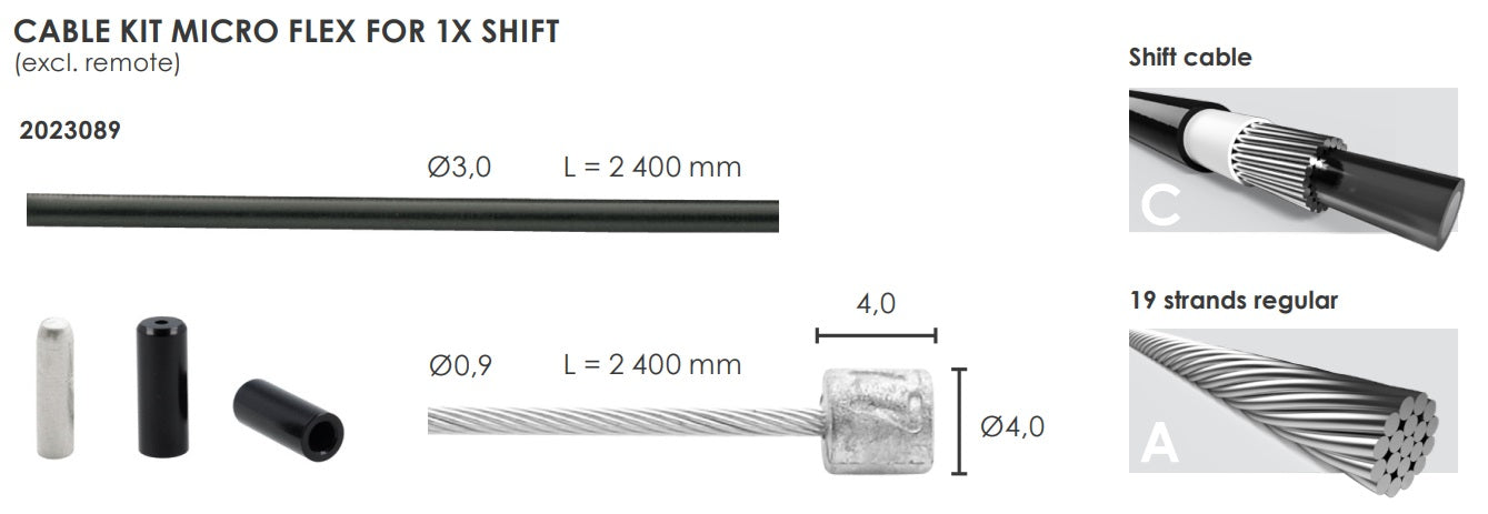 ELVEDES Schakel Cable Kit Micro Flex Ø3.2mm 2400 mm 2500 mm