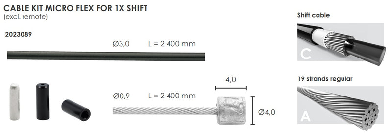 ELVEDES Schakel Cable Kit Micro Flex Ø3.2mm 2400 mm 2500 mm