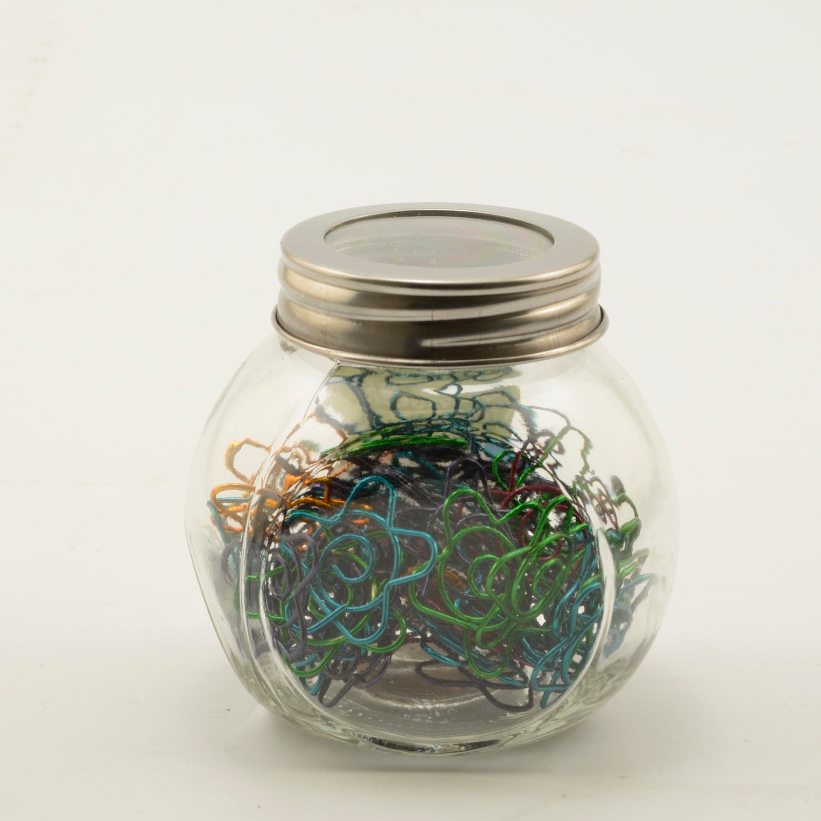 Vaessen creative • Büroklammern im Glas 60g + -61 Stück Blumenmetallic