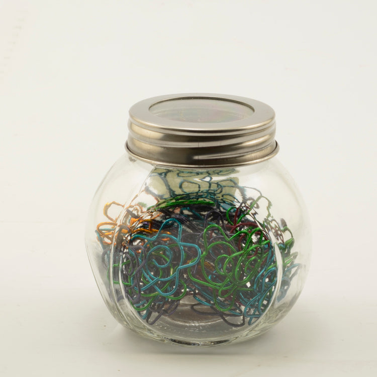 Vaessen creative • Büroklammern im Glas 60g + -61 Stück Blumenmetallic