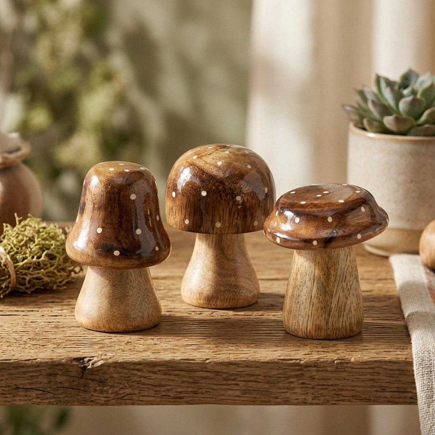 Boltze Home Pilzholz braun mit glänzender Oberseite