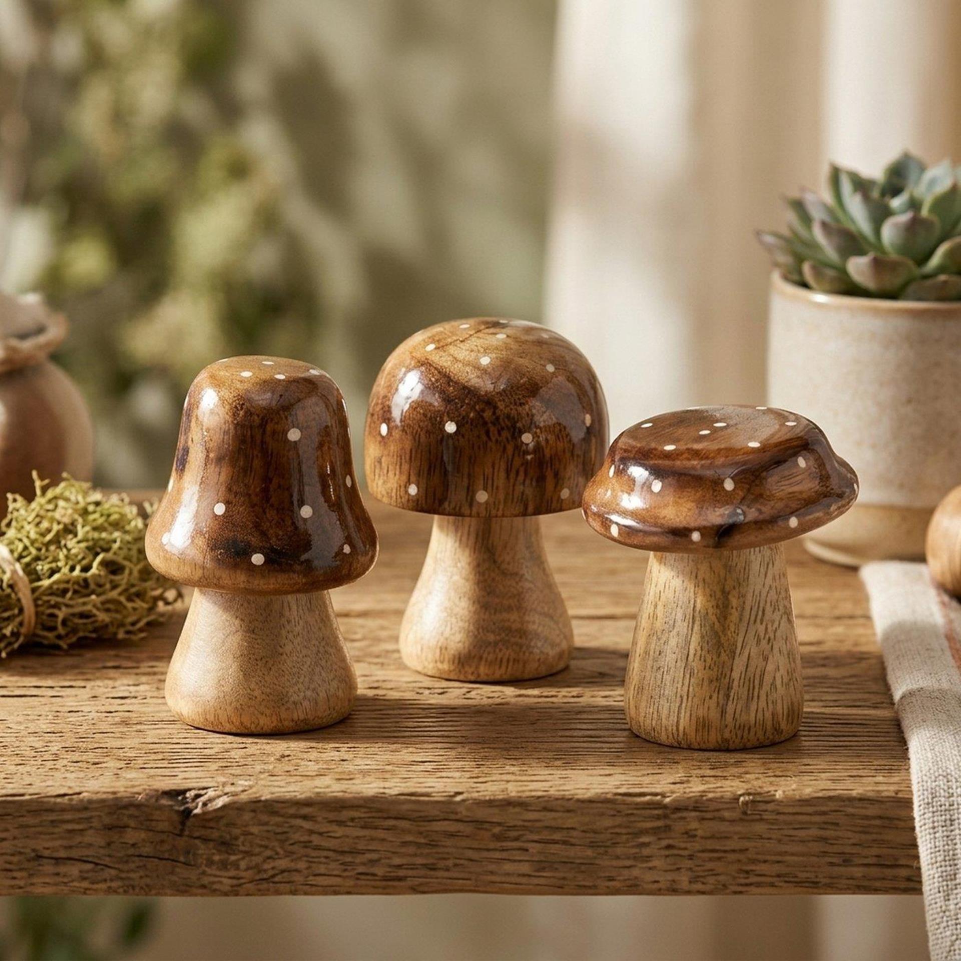 Boltze Home Pilzholz braun mit glänzender Oberseite